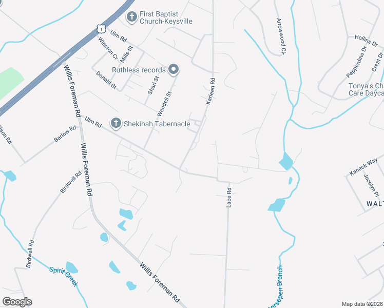 map of restaurants, bars, coffee shops, grocery stores, and more near 2925 Ulm Road in Hephzibah