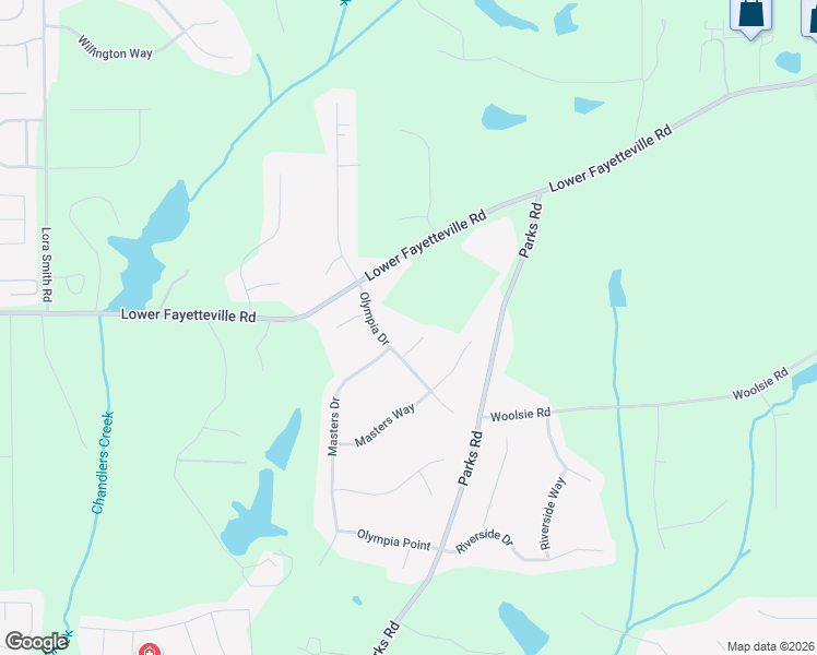 map of restaurants, bars, coffee shops, grocery stores, and more near 86 Olympia Drive in Newnan