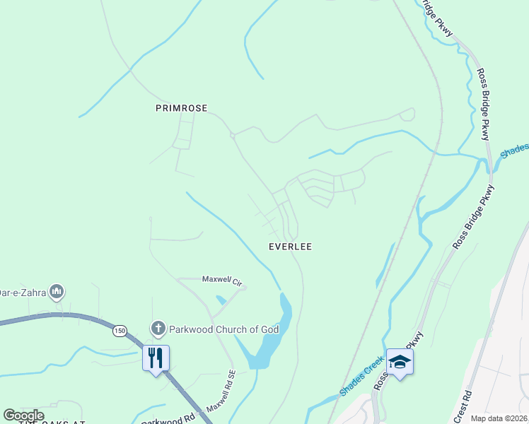map of restaurants, bars, coffee shops, grocery stores, and more near 156 Maxwell Circle in Bessemer