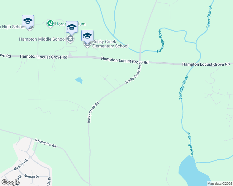 map of restaurants, bars, coffee shops, grocery stores, and more near 1171 Rocky Creek Rd in Hampton