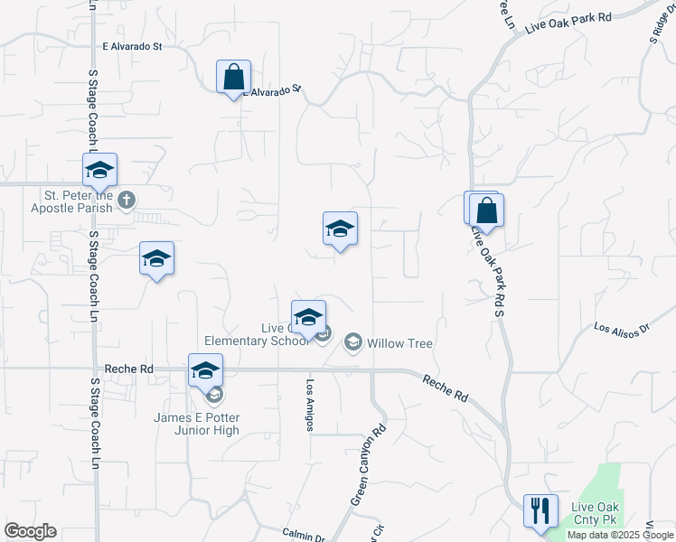 map of restaurants, bars, coffee shops, grocery stores, and more near 558 Tumble Creek Terrace in Fallbrook