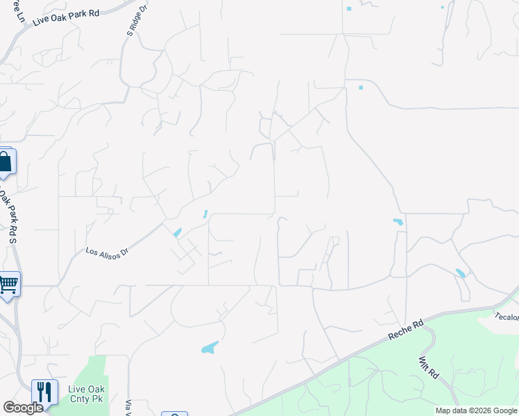 map of restaurants, bars, coffee shops, grocery stores, and more near 2980 Los Alisos Drive in Fallbrook