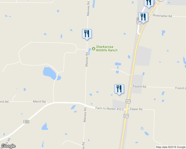 map of restaurants, bars, coffee shops, grocery stores, and more near 11410 Massey Road in Pilot Point