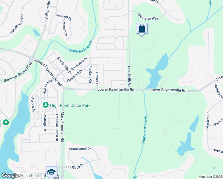 map of restaurants, bars, coffee shops, grocery stores, and more near Lower Fayetteville Rd & Cottage Dr in Newnan