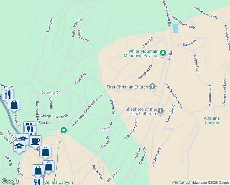 map of restaurants, bars, coffee shops, grocery stores, and more near 613 White Mountain Meadows Drive in Ruidoso