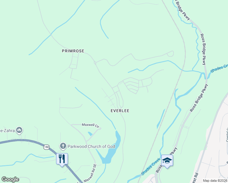 map of restaurants, bars, coffee shops, grocery stores, and more near 160 Maxwell Circle in Bessemer