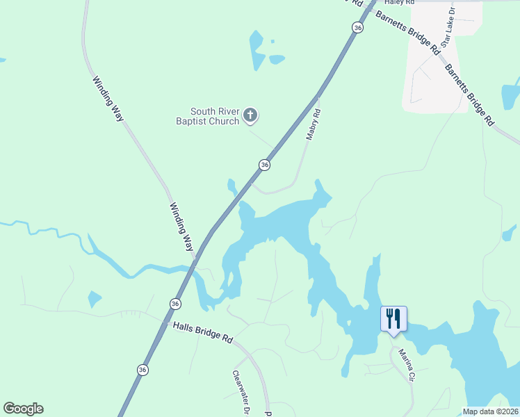 map of restaurants, bars, coffee shops, grocery stores, and more near 110 Mabry Road in Jackson