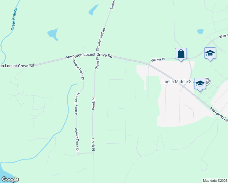 map of restaurants, bars, coffee shops, grocery stores, and more near 328 Vantage Point in Locust Grove