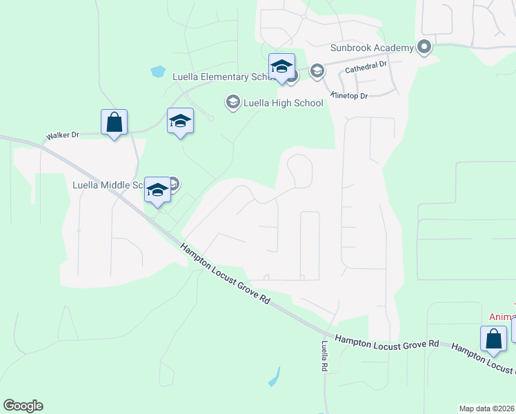 map of restaurants, bars, coffee shops, grocery stores, and more near 186 Whistle Way in Locust Grove
