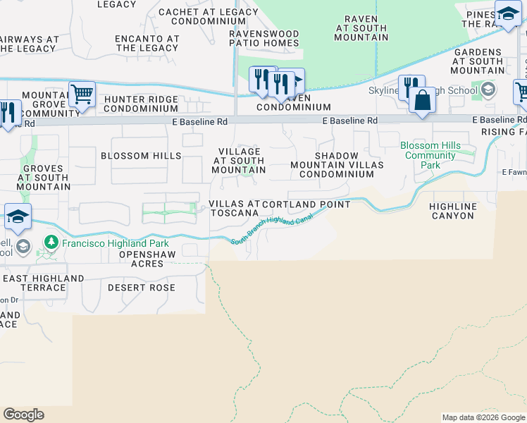 map of restaurants, bars, coffee shops, grocery stores, and more near 3234 East Ian Drive in Phoenix