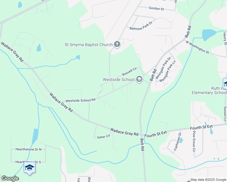 map of restaurants, bars, coffee shops, grocery stores, and more near 261 Westside School Road in Newnan