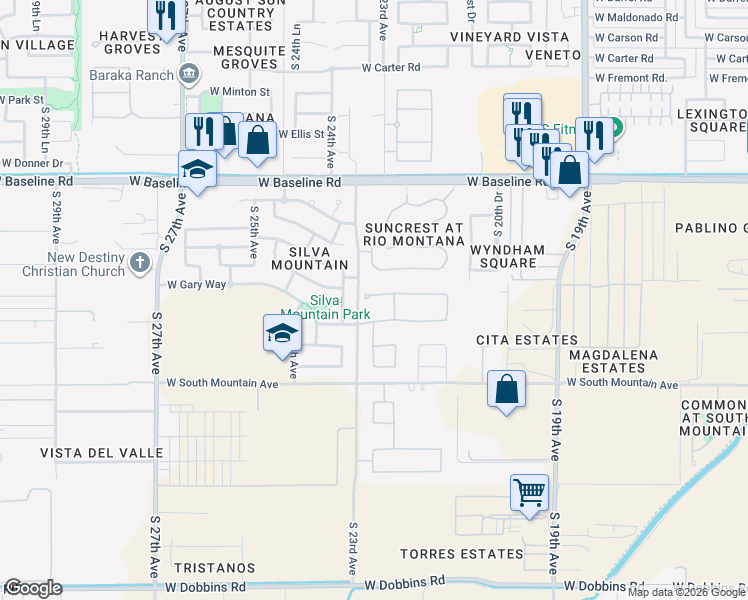 map of restaurants, bars, coffee shops, grocery stores, and more near 2219 West Ian Drive in Phoenix