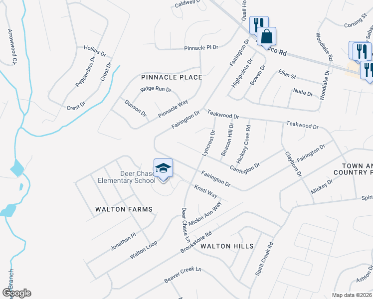 map of restaurants, bars, coffee shops, grocery stores, and more near 2660 Carrington Drive in Hephzibah
