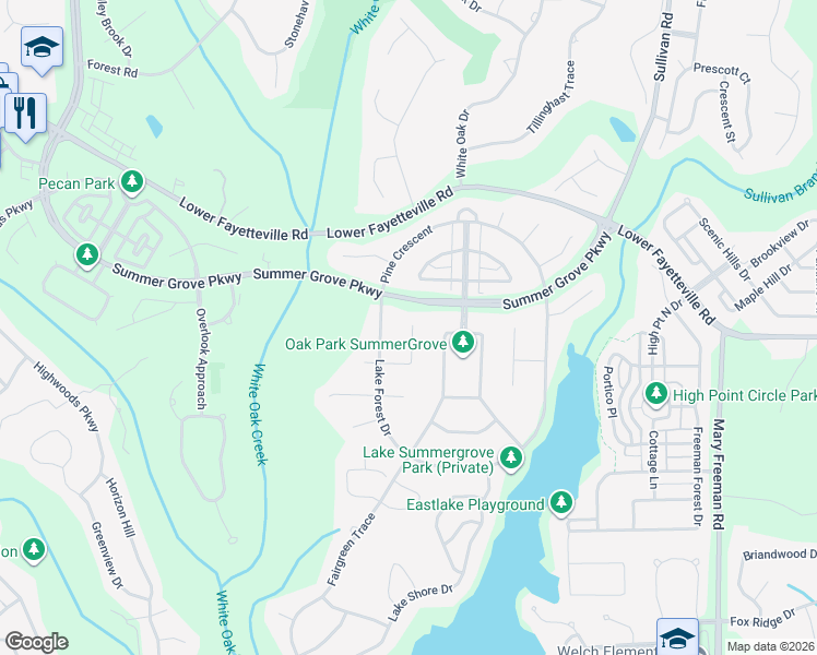 map of restaurants, bars, coffee shops, grocery stores, and more near 56 Briar Grove in Newnan