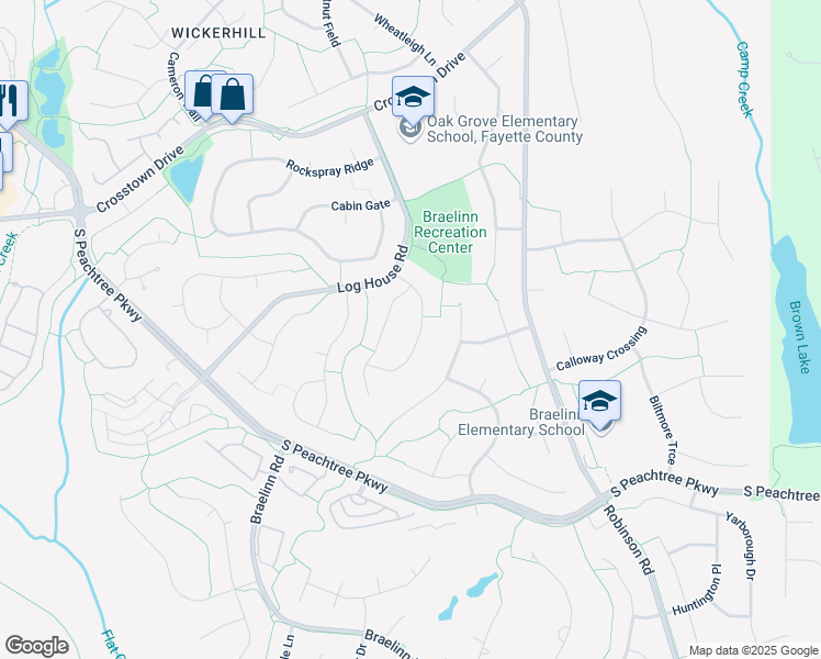 map of restaurants, bars, coffee shops, grocery stores, and more near 118 Heritage Way in Peachtree City