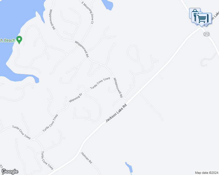 map of restaurants, bars, coffee shops, grocery stores, and more near 106 Bluebird Court in Monticello