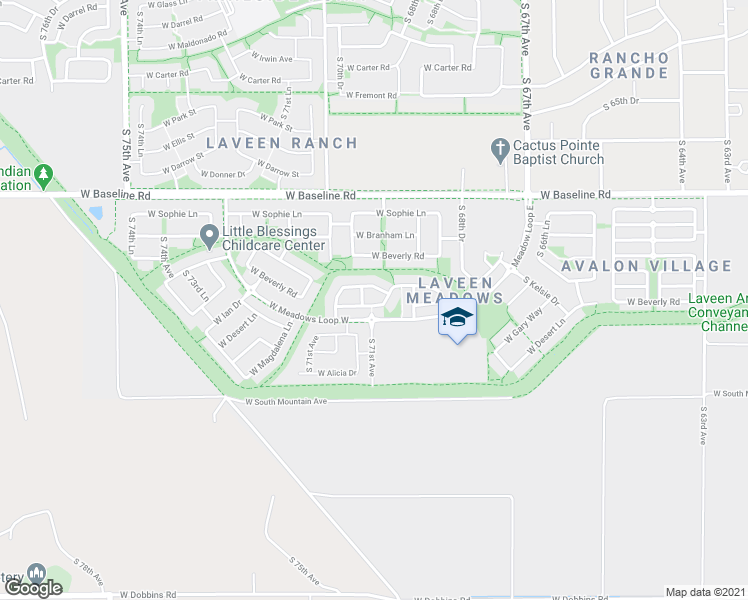 map of restaurants, bars, coffee shops, grocery stores, and more near 6952 West Melody Drive in Phoenix