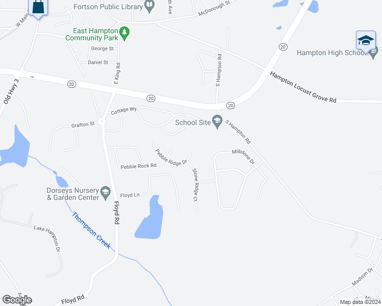 map of restaurants, bars, coffee shops, grocery stores, and more near 1430 Pebble Ridge Drive in Hampton