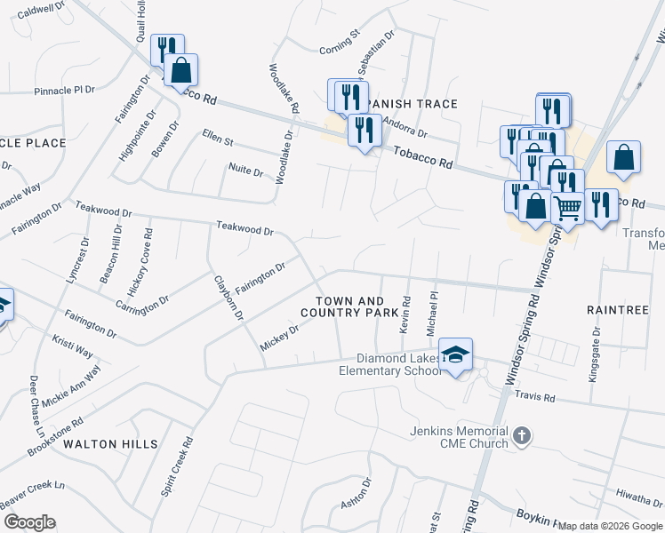 map of restaurants, bars, coffee shops, grocery stores, and more near 2547 Anthony Dejuan Parkway in Hephzibah