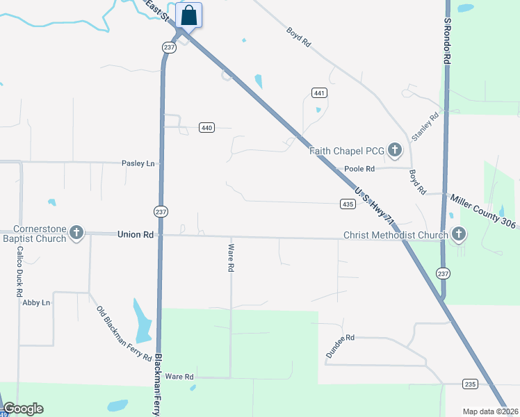 map of restaurants, bars, coffee shops, grocery stores, and more near 4800-5210 County Road 435 in Texarkana