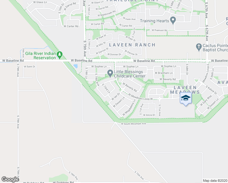 map of restaurants, bars, coffee shops, grocery stores, and more near 7328 West Ian Drive in Phoenix