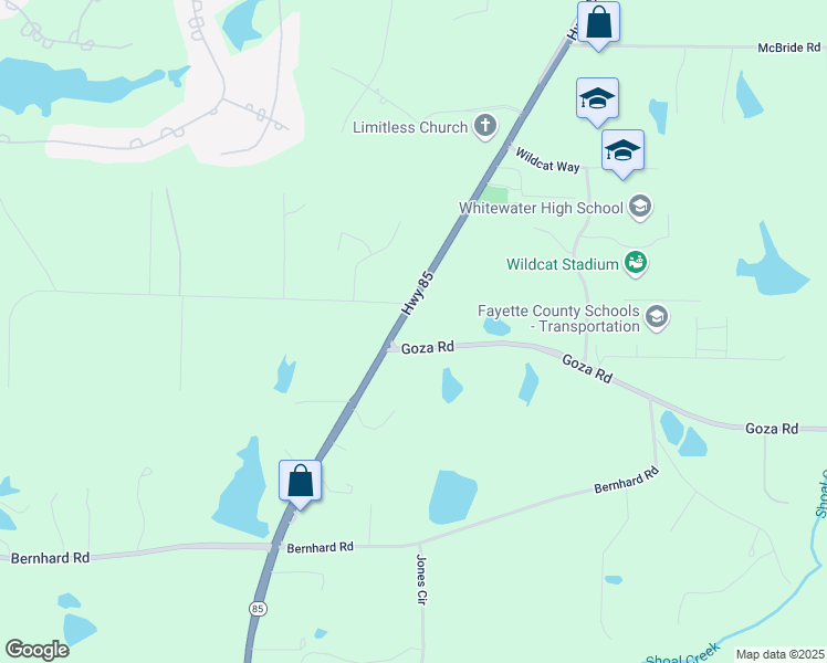 map of restaurants, bars, coffee shops, grocery stores, and more near 1027 Goza Road in Fayetteville