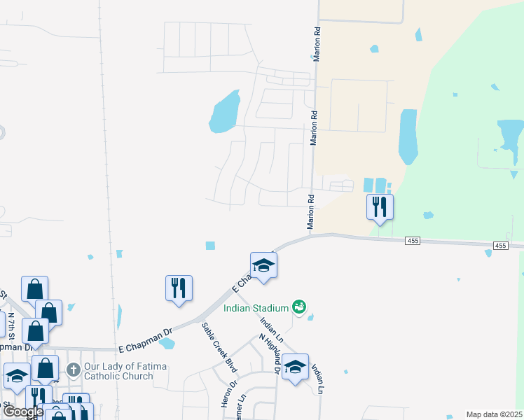 map of restaurants, bars, coffee shops, grocery stores, and more near 4905-49 Villas Drive in Sanger