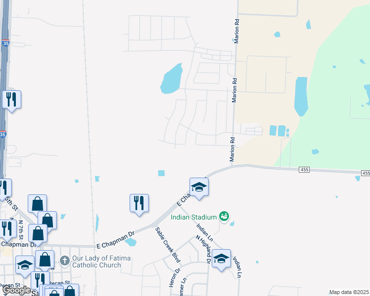 map of restaurants, bars, coffee shops, grocery stores, and more near 4905-49 Villas Drive in Sanger