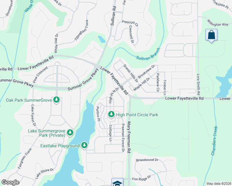 map of restaurants, bars, coffee shops, grocery stores, and more near 97 Freeman Forest Drive in Newnan
