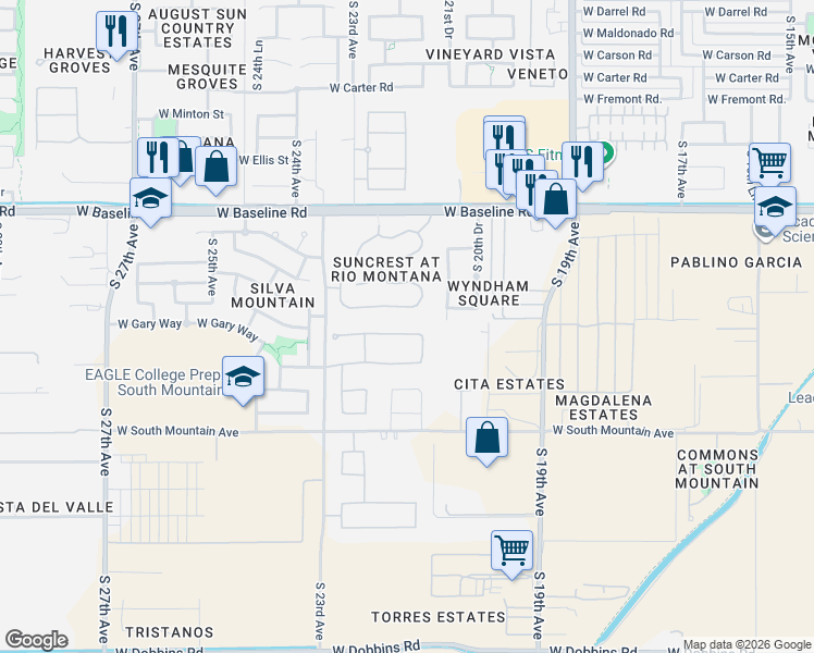 map of restaurants, bars, coffee shops, grocery stores, and more near 2117 West Ian Drive in Phoenix