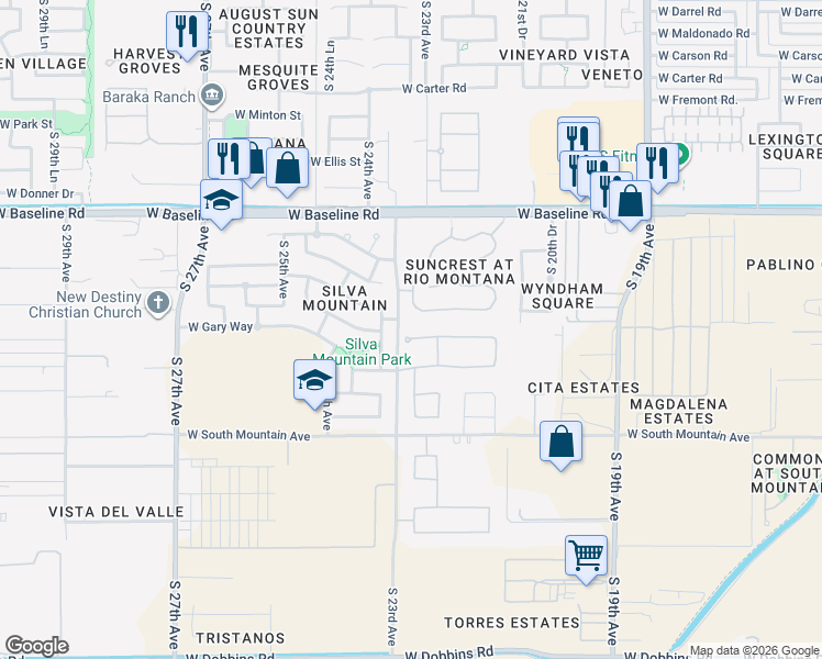 map of restaurants, bars, coffee shops, grocery stores, and more near 2219 West Ian Drive in Phoenix