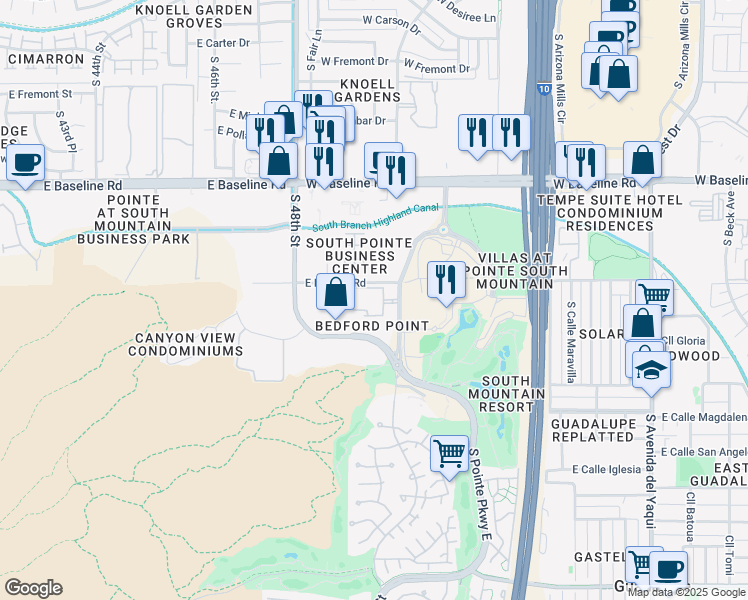 map of restaurants, bars, coffee shops, grocery stores, and more near 8211 South 48th Street in Phoenix