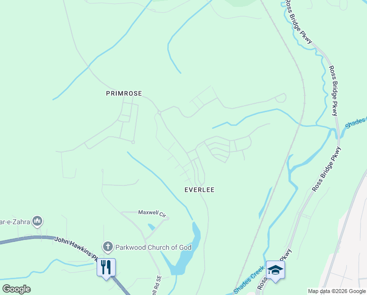 map of restaurants, bars, coffee shops, grocery stores, and more near 160 Maxwell Circle in Bessemer
