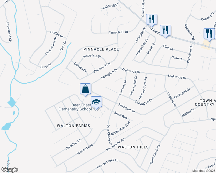 map of restaurants, bars, coffee shops, grocery stores, and more near 2660 Carrington Drive in Hephzibah