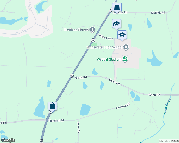 map of restaurants, bars, coffee shops, grocery stores, and more near 1003 Goza Road in Fayetteville
