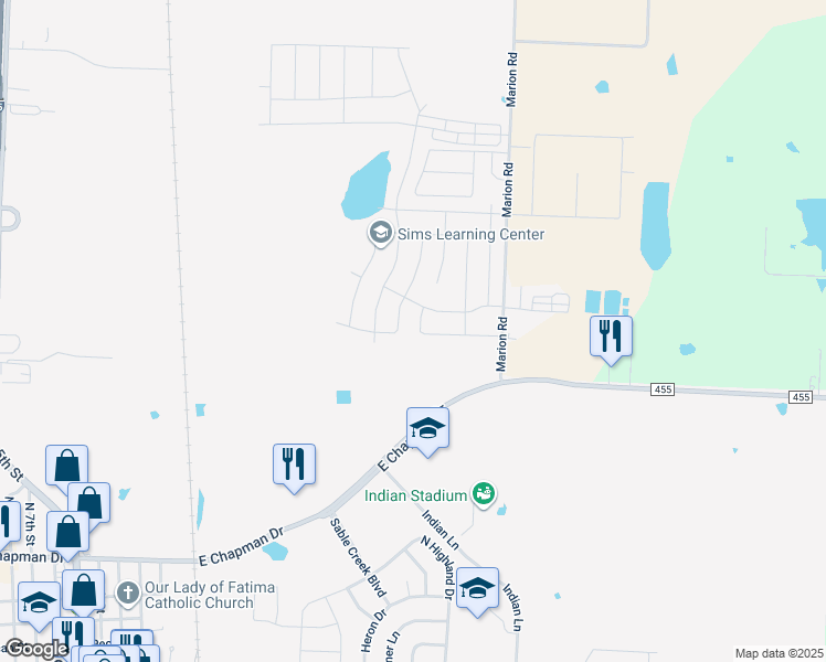 map of restaurants, bars, coffee shops, grocery stores, and more near 4905-49 Villas Drive in Sanger