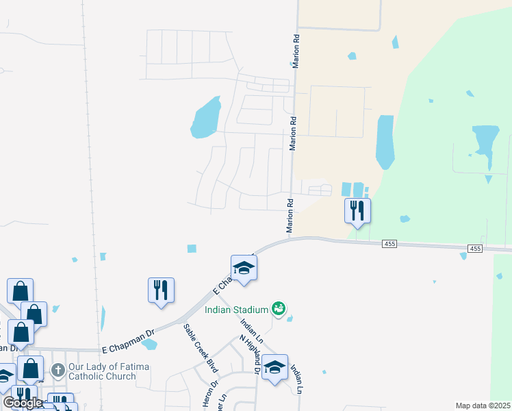 map of restaurants, bars, coffee shops, grocery stores, and more near 4922 Villas Drive in Sanger
