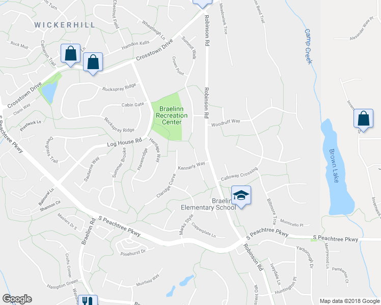 map of restaurants, bars, coffee shops, grocery stores, and more near 432 Script Falls in Peachtree City