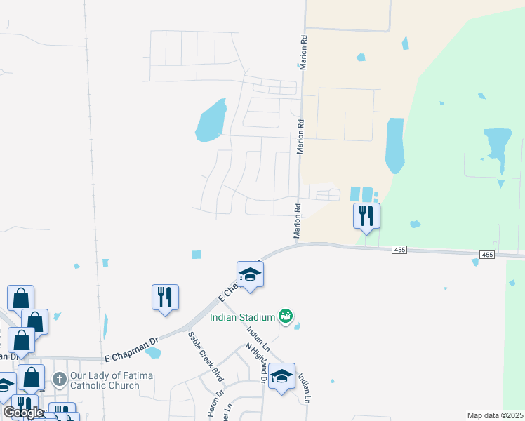 map of restaurants, bars, coffee shops, grocery stores, and more near 4922 Villas Drive in Sanger