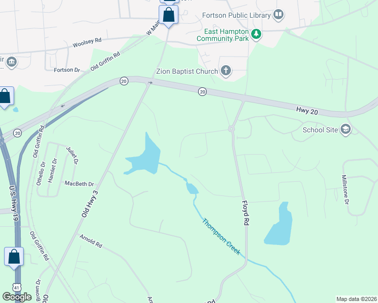 map of restaurants, bars, coffee shops, grocery stores, and more near 46 West King Road in Hampton