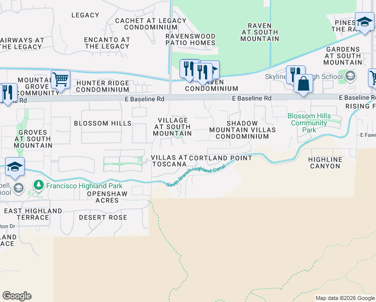 map of restaurants, bars, coffee shops, grocery stores, and more near 3234 East Ian Drive in Phoenix