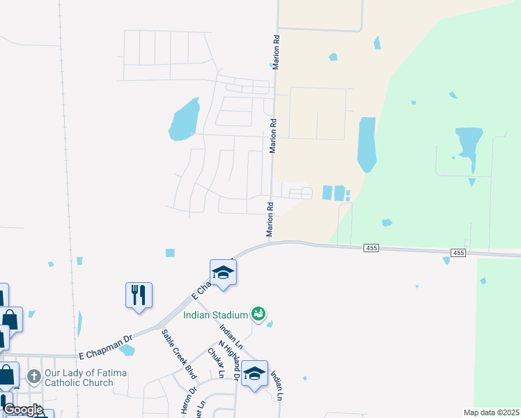 map of restaurants, bars, coffee shops, grocery stores, and more near 5013-5015 Villas Drive in Sanger