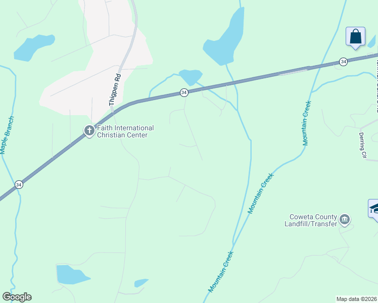 map of restaurants, bars, coffee shops, grocery stores, and more near 115 Hubbard Drive in Newnan