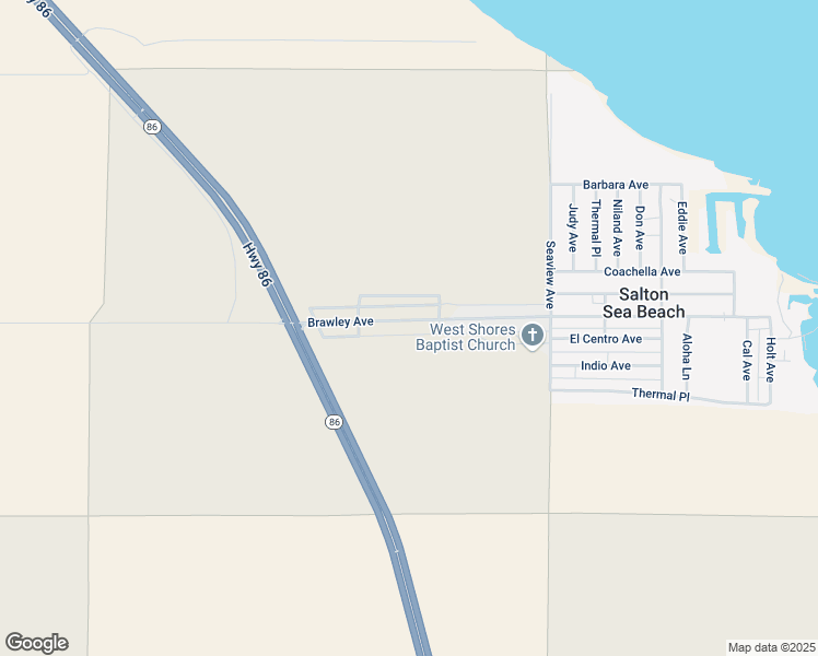 map of restaurants, bars, coffee shops, grocery stores, and more near 135 Brawley Avenue in Thermal