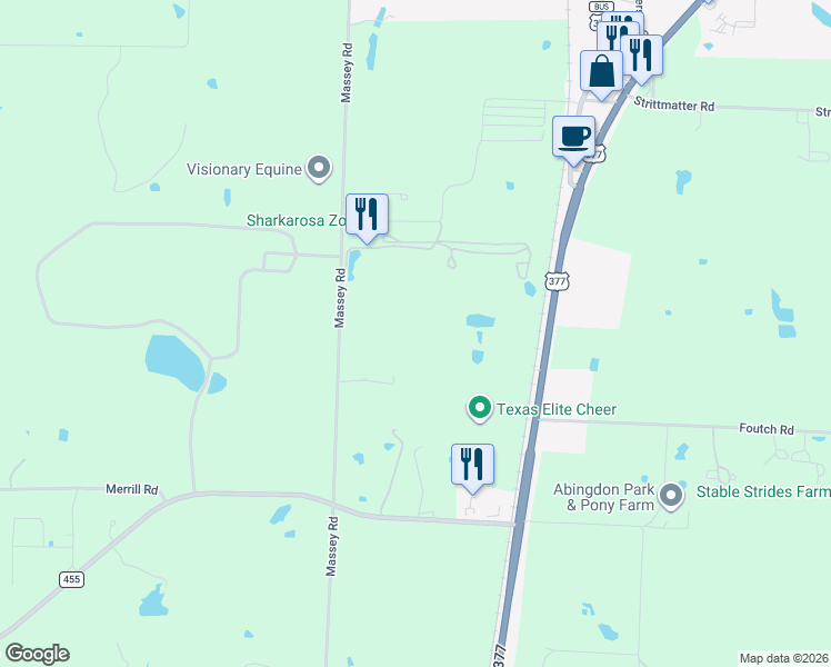 map of restaurants, bars, coffee shops, grocery stores, and more near 1316 S Hwy 377 in Pilot Point