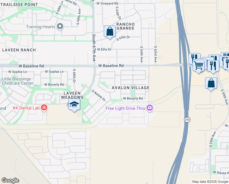 map of restaurants, bars, coffee shops, grocery stores, and more near 6509 West Constance Way in Phoenix