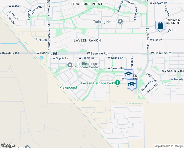 map of restaurants, bars, coffee shops, grocery stores, and more near 7119 West Fawn Drive in Phoenix