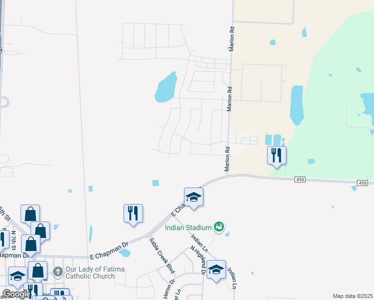 map of restaurants, bars, coffee shops, grocery stores, and more near 3911 Kensington Drive in Sanger