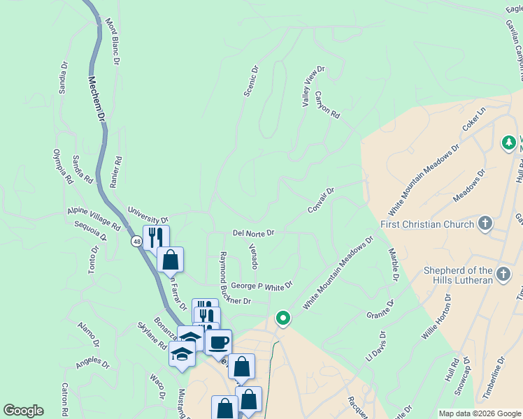 map of restaurants, bars, coffee shops, grocery stores, and more near 250-252 Valley View Cir in Ruidoso