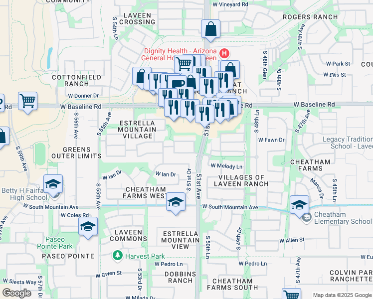 map of restaurants, bars, coffee shops, grocery stores, and more near 5116 West Fawn Drive in Phoenix